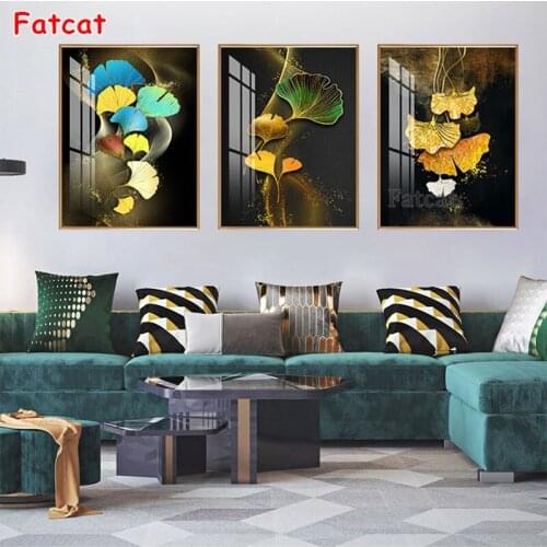 5d diy Diamond Painting Golden Ginkgo leaf diamond mosaic full square drill diamond embroidery Sale home decor Gift PP408