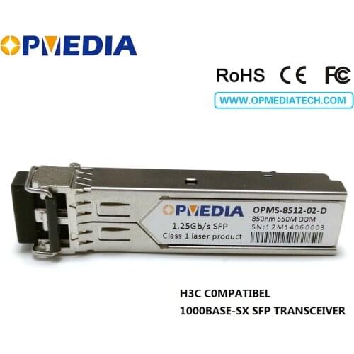 Free shipping compatible with H3C 1000BASE-SX,1.25G SFP transceiver,850nm 550m, optical module,LC connector,MMF,DDM,GLC-SX-MM