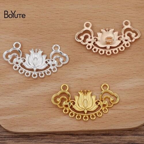 BoYuTe (20 Pieces/Lot) 22*43MM Metal Alloy Flower Shape Porous Pendant Materials Factory Supply DIY Handmade Jewelry Accessories