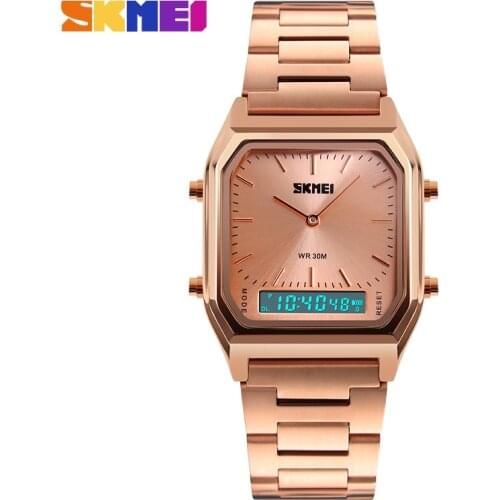 SKMEI Quartz Digital Wristwatches Men Casual Women Watch Stainless Steel Strap 30M Water Resistant Sports Watches reloj hombre