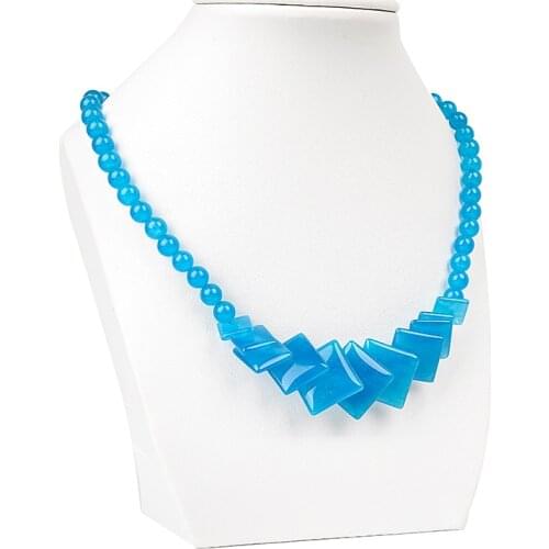 Pure Sky Blue Jasper Jewelry Necklace Chalcedony Beads Pick Size 6-17mm 18inch Make person enchanted H92