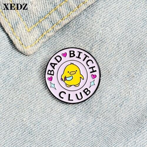 2020 Dagger Yellow Duck Enamel Pin BAD & BCH Club Jewelry Glowing Love Pink Badge Animal Pins Punk Metal Brooch Gift to Friends