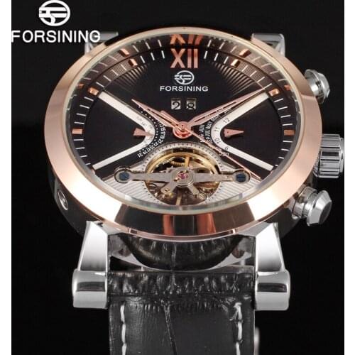 Forsining Genuine Leather Male Dress Reloj Hombre Tourbillon Men Mechanical Watch Automatic Date Multifunction clock