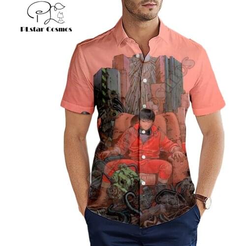 Hawaiian beach summer Fashion Short sleeve shirt Akira Kaneda Neo Tokyo Anime Print 3d Mens Shirt Harajuku Casual Tee shirts