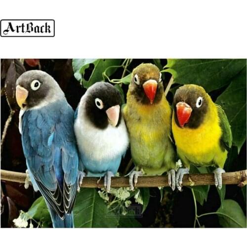 ARTBACK diamond painting parrot 5d diy full square bird mosaic diamond art canvas cross stitch decoration