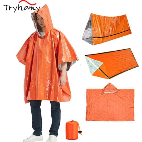 2 Pcs 101*124cm Thermal Emergency Raincoat Aluminum Disposable Survival Poncho Camping Hiking Outdoor Heat Reflective Blanket