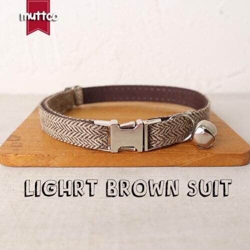 MUTTCO Retailing cute and beautiful self-design personalized cat collars LIGHRT BROWN SUIT handmade collar 2 sizes UCC119