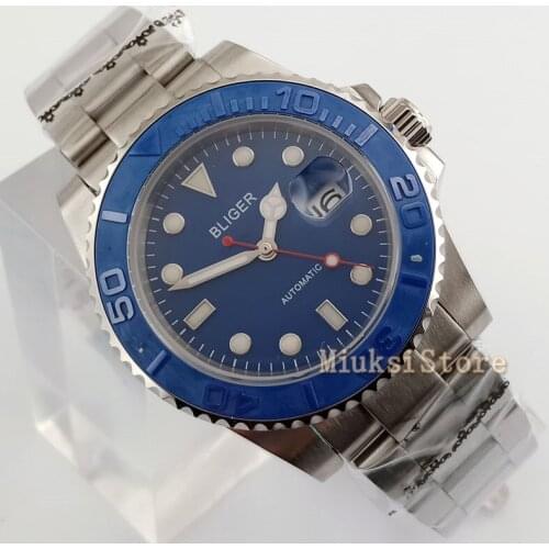 40mm blue dial bracelet Montre Relogio Luxe Hommes Date Horloge Sport Hommes Masculino Luminous Automatic Top Marque