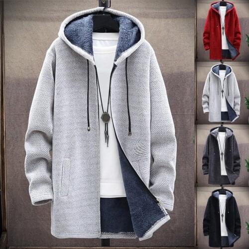 Men Autumn Winter Long Sleeve Plush Liner Sweater Zipper Knitted Coat Cardigan Men Clothing мужская куртка chaquetas hombre 2020