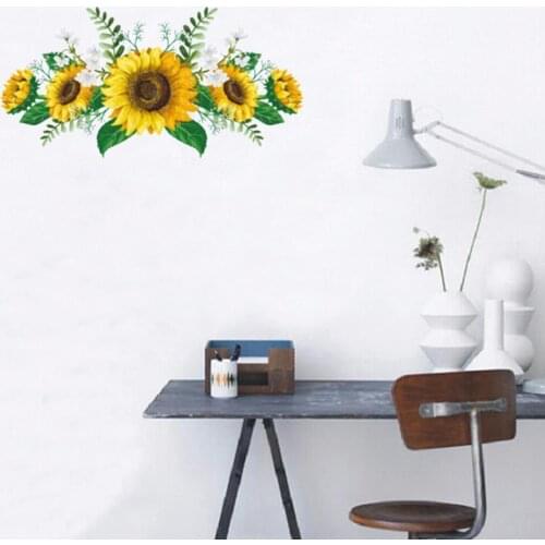 3D Sunflower Personality Wall Stickers 30*60cm Bedroom Home Decoration For Refrigerator Cabinet Living Door Room N4T7
