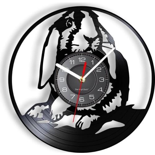 Rabbit Vinyl Record Wall Clock Nature Lover Bunny Themed Silent Movement Wall Watch Nursery Kids Room Animal Hare Easter Decor