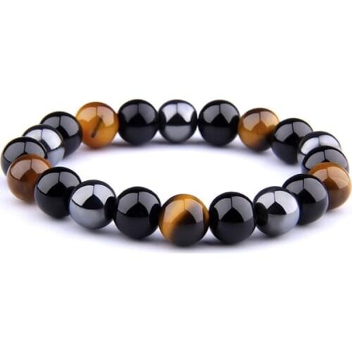 Natural Tiger Eye Obsidian Hematite Beads Bracelets Buddha Bracelets Stone Natural Stone Beads Bracelet Energy Jewelry Bracelets