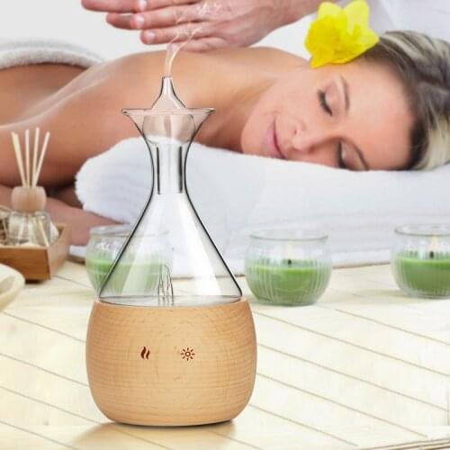 Classic Jade Vase Nebulizer W/ Touch Sensor Beech Wood Glass 50ml Nebulizer Nebulizing Diffuser Dispersal of Pure Essential Oils