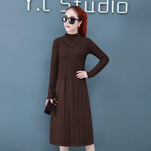 2021 Autumn Fashion Knitted Sweater Dress Women Pullover Plus Size Winter Casual Long Elegant Slim Bottoming Vestidos 3XL H1124