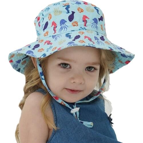 Summer Baby Sun Hat Boys Cap Children Panama Unisex Beach Girls Bucket Hats Cartoon Infant Caps UV Protection