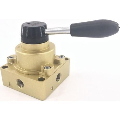 Pneumatic three-position four-way hand rotary valve Manual switch hand valve valve reversing man control valve HV-02/03/04