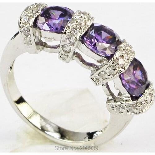 Stunning Fashion 2.62CT Purple Zircon Heavy Silver Color Ring #1232 size 6 7 8 9 10