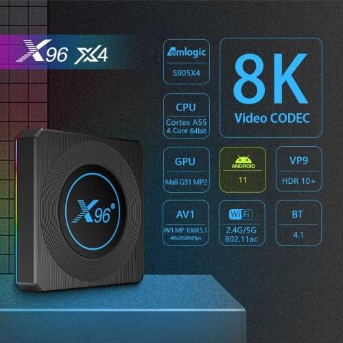 X96 X4 Smart TV BOX Android 11 Amlogic S905X4 Quad Core 4K HD 2.5G 5G Dual WIFI BT4.1 100M 1000M Ethernet Video 4G 32G 64G