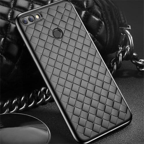 Luxury Grid Woven Ultra Thin Soft Silicone Case For Huawei Y9 2018 Back cover Business For Coque Huawei Enjoy 8 Plus Fundas