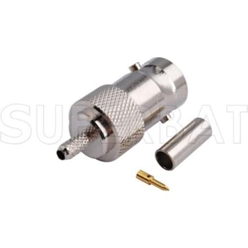 Superbat 10pcs BNC Connector Crimp Jack Female with double pin for RG316,RG174.LMR100,RG188