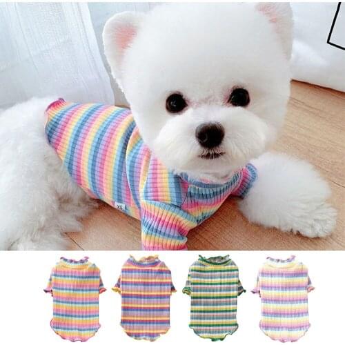 Sweatshirt Pet Dog Clothes For Small Dog Cat Clothing Spring Summer Dogs Cats Rainbow Sweater Vest For Chihuahua Teddy Bulldog