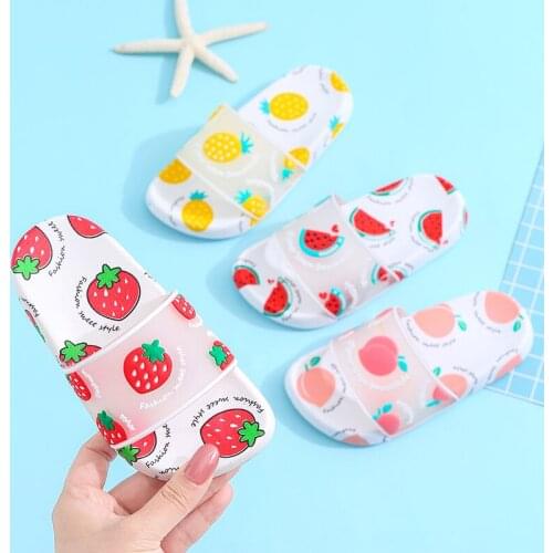 Cartoon Fruit Parent-child Slippers Summer Comfort Non-Slip Home Children Slippers Boys Girls Soft Sole Indoor Bathroom Shoes