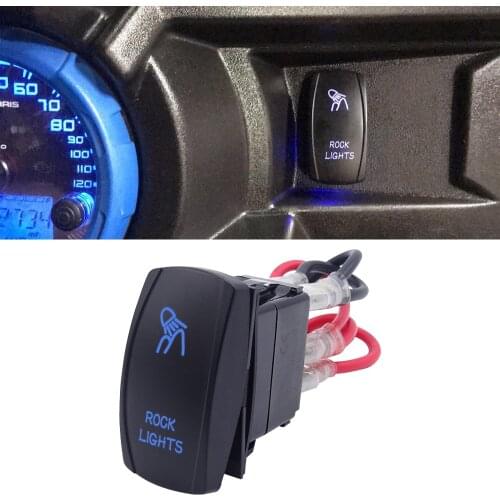 Universal Rock Lights Rocker Switch On-Off LED Light 5 Pin 20A 12V, Blue For UTV Polaris RZR Boat Yamaha Viking Can-AM Maverick