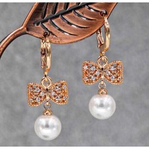 Dangle Earrings Gifts Fashion Luxury Drop pearl Earrings Women 's earrings Trendy Fashion Gold Earrings white Zircon