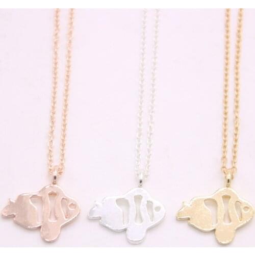 Aquatic organism pendant necklace Hollow out clownfish pendant necklace designed for women