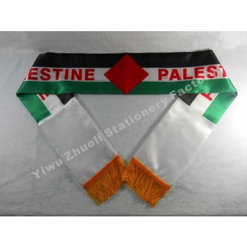 Factory Supply Stock Scarf Printing Satin Palestinian Flag Scarf 120X12CM Scarves Free Shipping Palestine