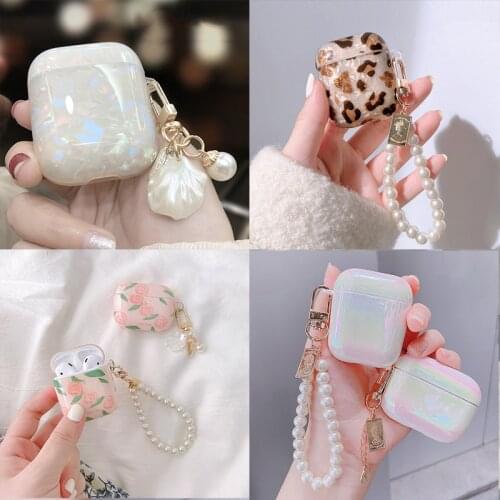3D liquid quicksand glitter pearl bracelet Bluetooth Headset hard case For Apple Airpods 1 2 pro wireless charging cute cover