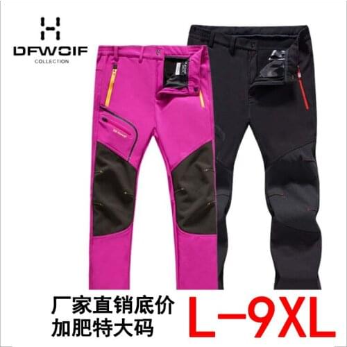 Winter Men Fleece Pants Outdoor Waterproof Hiking Pants Mountain Sport Climbing Softshell Trousers Trekking Fishing Trousers