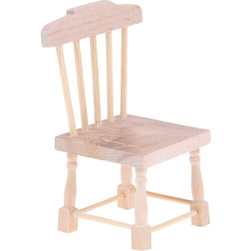 1:6 1:12 Miniature Dollhouse Mini High Table Chair Doll House Furniture Pretend Play Toys Accessories Decoration Wooden