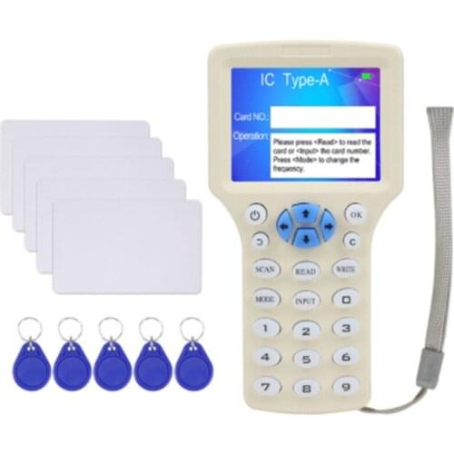 10 Frequency NFC Smart Card Reader Writer RFID Copier Duplicator 125KHz 13.56MHz USB Fob Copy Encrypted Key Card UID