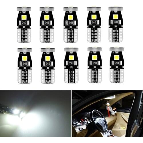 10pcs W5W T10 LED Canbus Light Bulbs For Ford Focus 2 1 Fiesta Mondeo 4 3 Transit Fusion Kuga Ranger Mustang KA S-Max