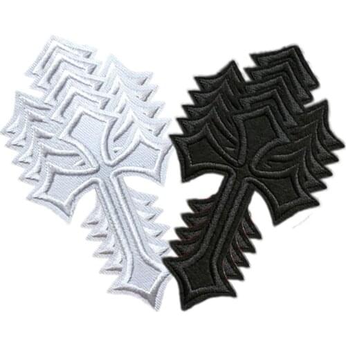 10PCS Cross Embroidered Patches For Clothes Sewing Supplies Decorative Badges Applique Ironing Clothing Red /Black Cross
