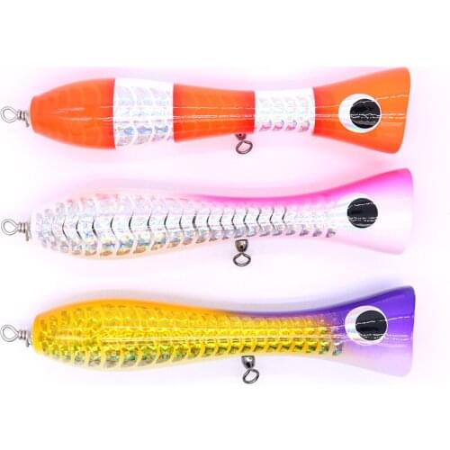Castfun 120g 160g Handmade Wood Popper Fishing Lure Sea Fishing Boat Fishing Wooden Bait