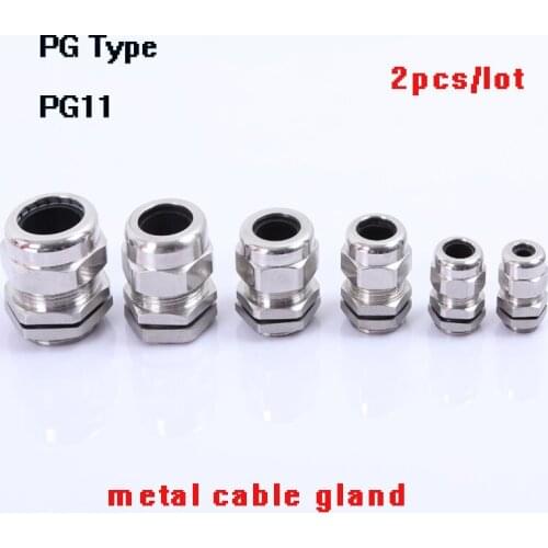 2psc PG11 Nickel Brass Metal IP68 Waterproof Cable Glands Connector Wire Glands conduit for 5-10mm cable accessories