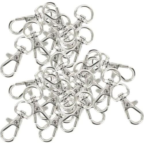 30pcs Swivel Carabiners Keychain Silver Color