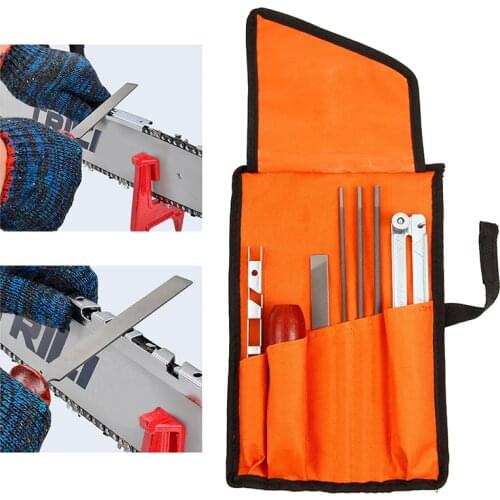 8pcs Professional Chainsaw Chain Sharpening Kit Tool Set Hardwood Handle + Round/Flat File Guide Bar File Sharpener Tools
