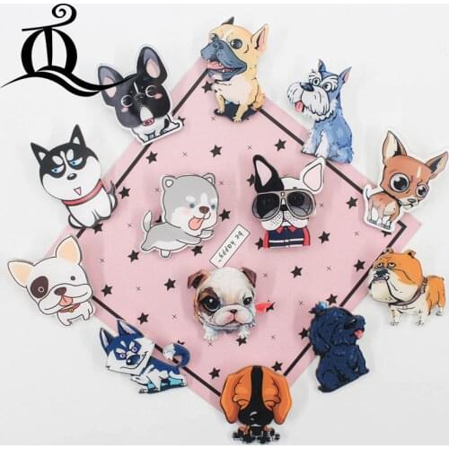 1 PCS Cartoon Badge Icons on The Pin Acrylic Badges Badges for Clothing Kawaii Brooches Pvc Brooch,dog CAT for cloth and bag Z42