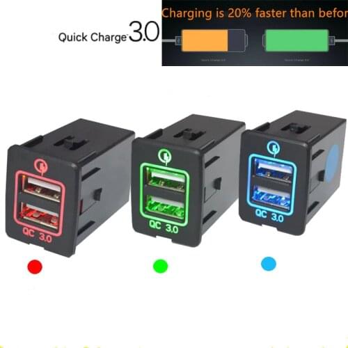 Car Quick 3 Charger Dual USB Ports Charging Socket Adapter Switch For Mitsubishi Outlander 3 Xpander Eclipse Cross Mirage