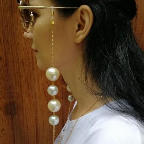 Luxury Gold Color big Pearl hand chain Sunglasses chain fashion anti slip glasses chain mask chain holder accessories