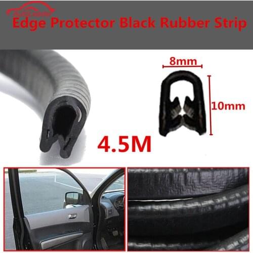 4 M Black Car Edge Protector U-shaped Rubber Auto Door Noise Insulation Anti-Dust Soundproof Sealing Strips Trim