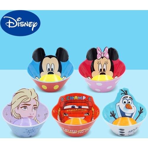 Childrens Anti-fall Melamine Bowl Disney Frozen Olaf Mickey Mouse Minnie Cars Lightning McQueen Cartoon Anime Figure Tableware