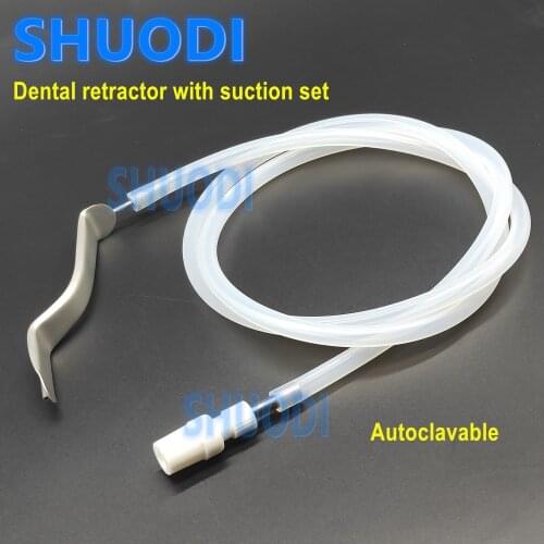 1 set Dental Minnesota Cheek Retractors Tongue Lip Cheek Mouth Opener with Suction Tube Dentist Surgical Tool Autoclavable