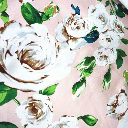 Camellias flower print 100% cotton satin fabric meter sewing textile patchwork dress cloth tissue material tecidos para roupa