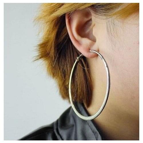 Silver color Korean jewelry fashion 7cm big hoop earrings for women fj186