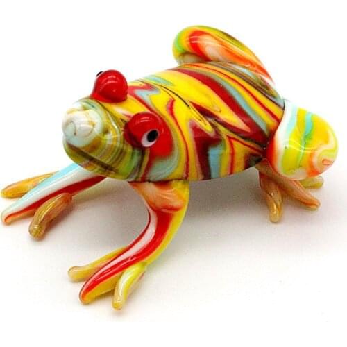 Colorful Cute Glass Frog Figurines Handmade Animals Collection Gifts For Kids Home Decor Murano Style Small Sculpture Ornaments