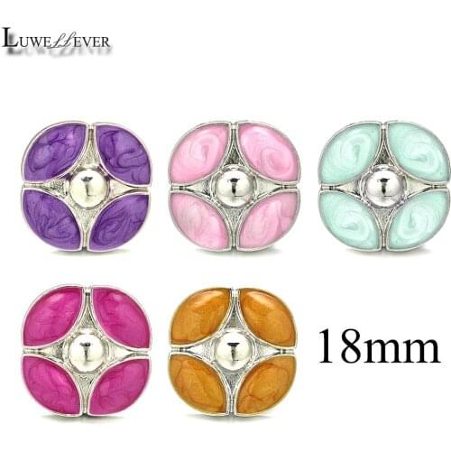 Luwellever Component w062 Flower Crystal 18mm Metal Snap Button For Bracelet Necklace Jewelry Accessorie Findings